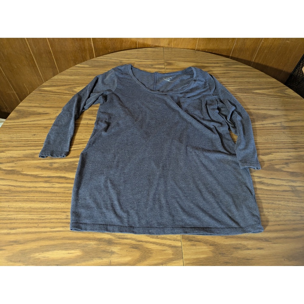 Motherhood Maternity Women Small Blue Long Sleeve Scoop Neck Pocket Tee Shirt